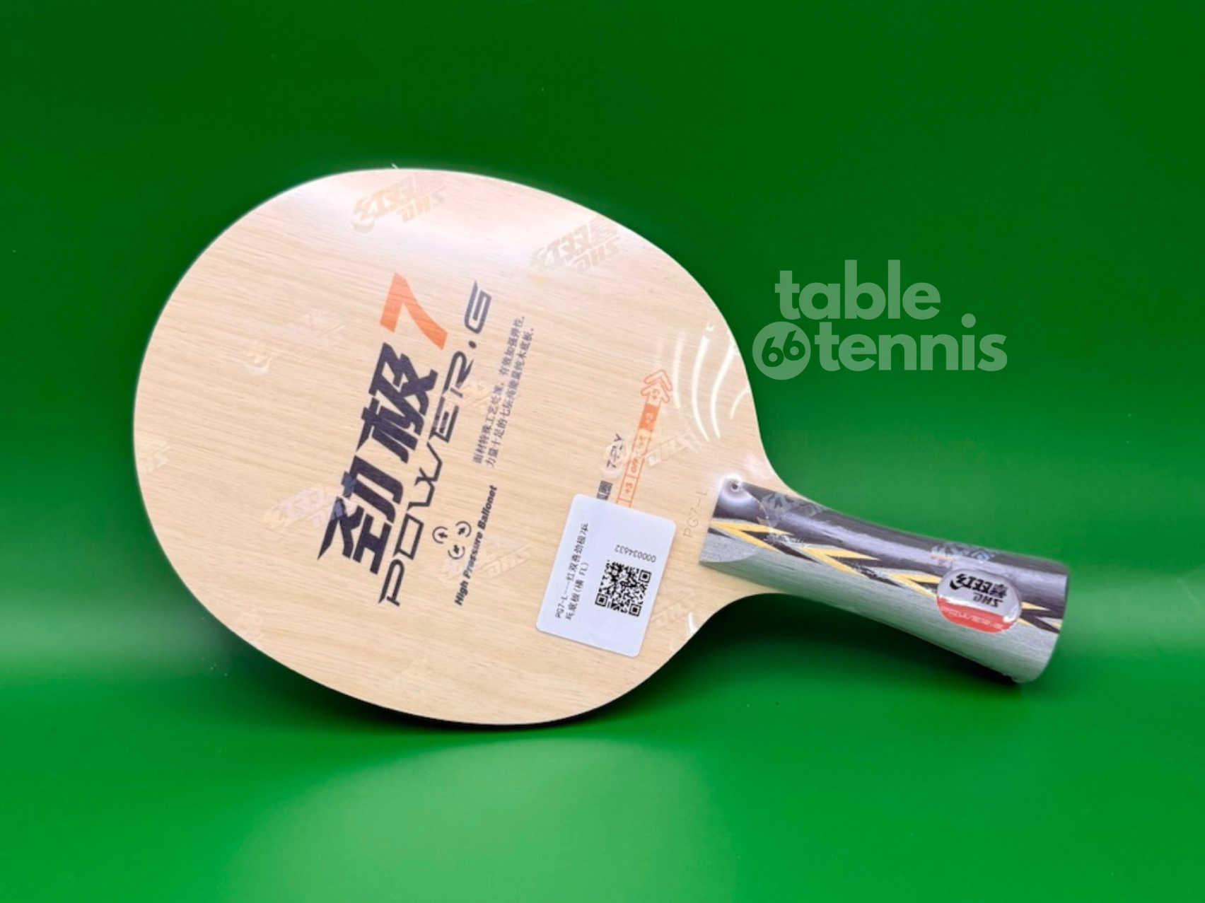 DHS Power G7 PG7 7-ply all-wood table tennis blade with FL handle